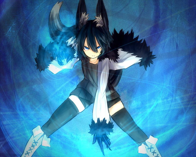 720P, tail, animal, shiroganeusagi, black, foxgirl, ears, hair, thighhighs, short, blue, nanako, eyes, original