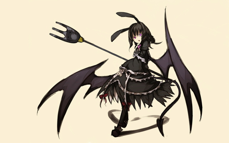 artist, anime, 1080P, tails, usagi, dress, background, simple, wings, girls, shirogane