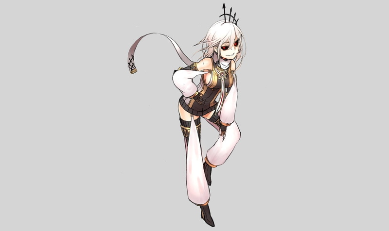 720P, breasts, gray, original, eyes, hair, white, ganesagi, black, red
