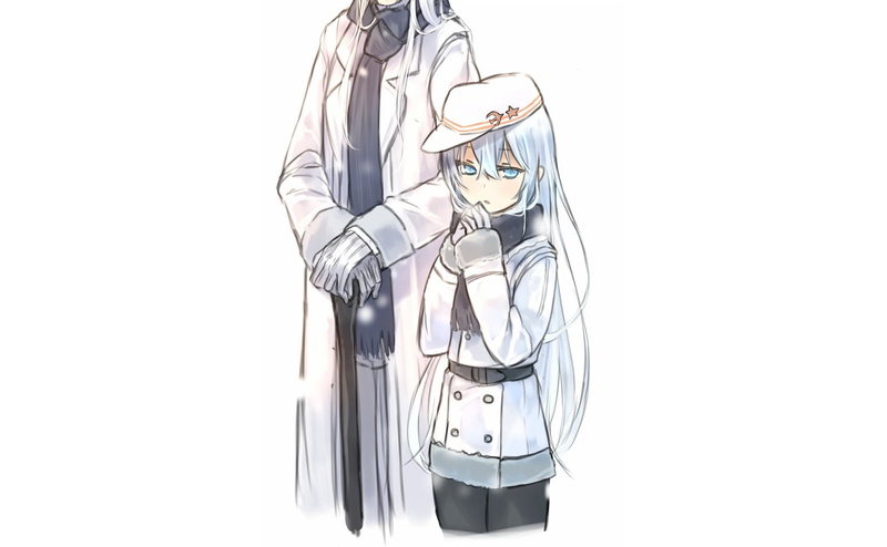 (kancolle), seifuku, male, winter, blue, admiral, white, collection, long, hair, kantai, hibiki, 720P, eyes, ganesagi, verniy