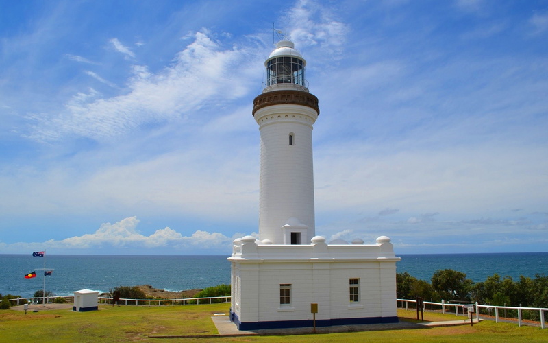 horizon over water, direction, building exterior, built structure, architecture, water, Lighthouse, Norah Head, cloud - sky, nature, tower, 1080P, guidance