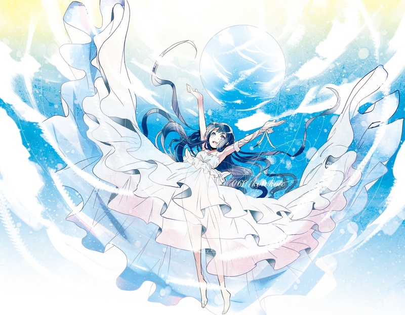characters, dress, long hair, 1080P, girls, anime, character, hair, haired, female, long, blue, original, original characters, anime girls