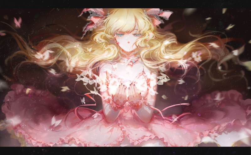 long hair, blonde, anime, dress, 4K, characters, girls, anime girls, original, long, hair, original characters, 4000x2480