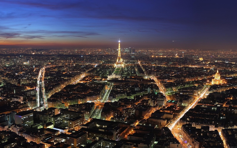 city, 2K, night, tower, paris, france, aerial, photo, world, eiffel