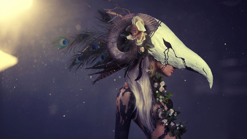 nature, women, fish, 1080P, close-up, flowers, fantasy art, model, outdoors, underwater, animal wildlife, sea life, side view, digital composite, sea