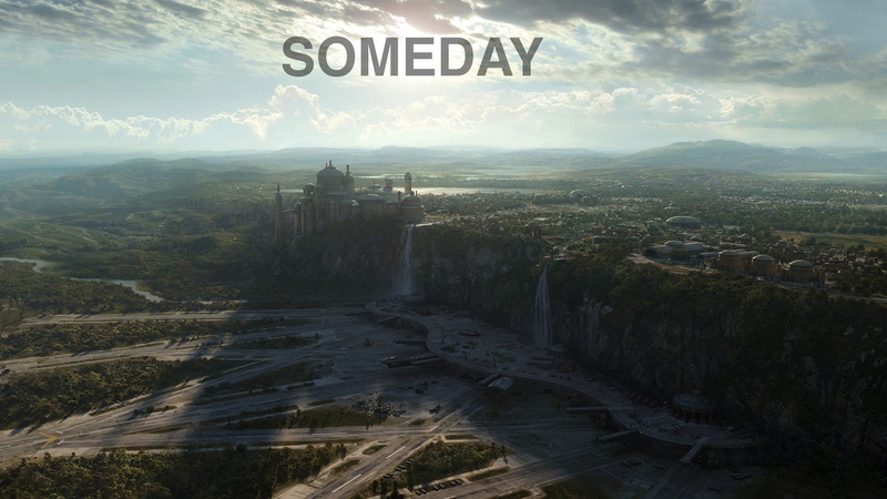 render, Spaceport, Naboo, cgi, digital art, Typography, Star Wars, city, sky, castle, Aerodrome, 1080P, text