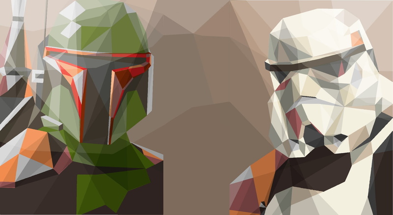 nature, pattern, stormtrooper, sunlight, decoration, art and craft, Star Wars, design, Boba Fett, transparent, wall - building feature, low poly, 1080P