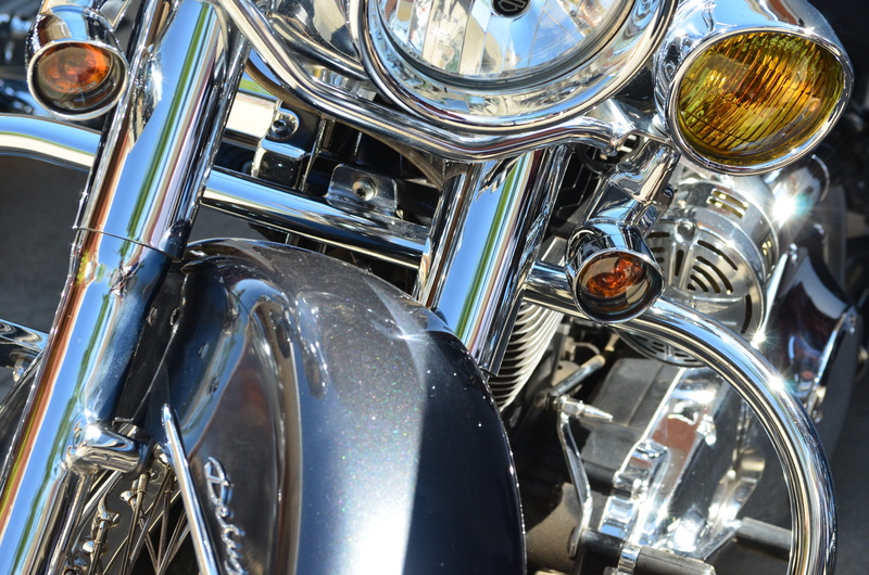 road, motorcycle, transportation, wheel, black, traffic, harley, mode of transportation, steel, chrome, close-up, stationary, block, sport, hog, motor