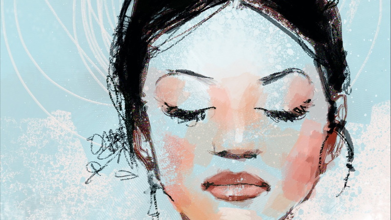 woman, young adult, Chell, closed eyes, adult, hair, black, human body part, Portal (game), headshot, one person, artwork, beauty, looking at camera, portrait