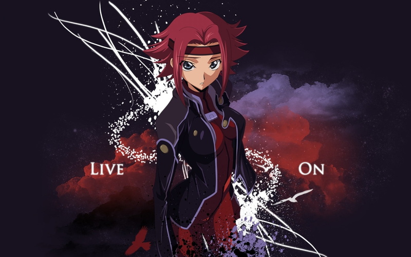 red, art and craft, one person, digital composite, Code Geass, communication, night, celebration, western script, sign, anime, waist up, warning sign, indoors