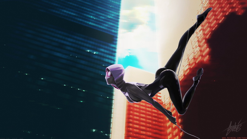 Marvel Cinematic Universe, 1080P, latex, painting, Gwen Stacy, Marvel Girl, latex bodysuit, Spider Gwen, Spider-Girl, character design, digital