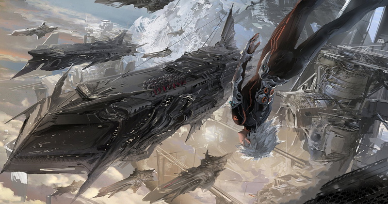 Girl, Anime, Spaceship, Original, Sci Fi, 720P, White Hair, Bodysuit