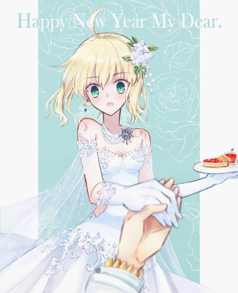 Fate Series, cake, anime girls, 2K, brides, Saber, white dress