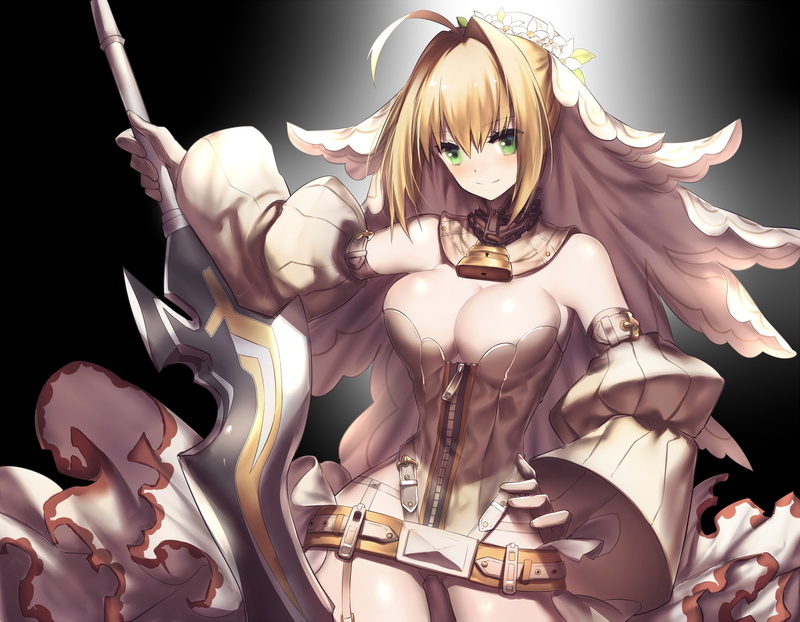 sword, day, sculpture, green, headdress, weapon, elbow, (series), human representation, hair, representation, grand, white color, bride, angel, 1080P