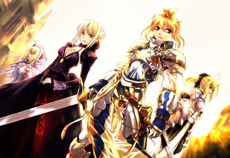 720P, bride, dress, lily, crown, yellow, fate, extra, saber, weapon, green, jian, blonde, sword, armor, hair, stay, huang, eyes, alter, ponytail