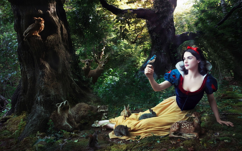 deer, actresses, nature, leibovitz, women, art, rachel, disney, annie, actress, white, forest, weisz, concept, 1080P, snow, sparrow, hd, people