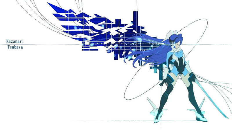 zesshou, senki, symphogear, long, wings, hair, kazanari, armor, 1080P, blue, tsubasa