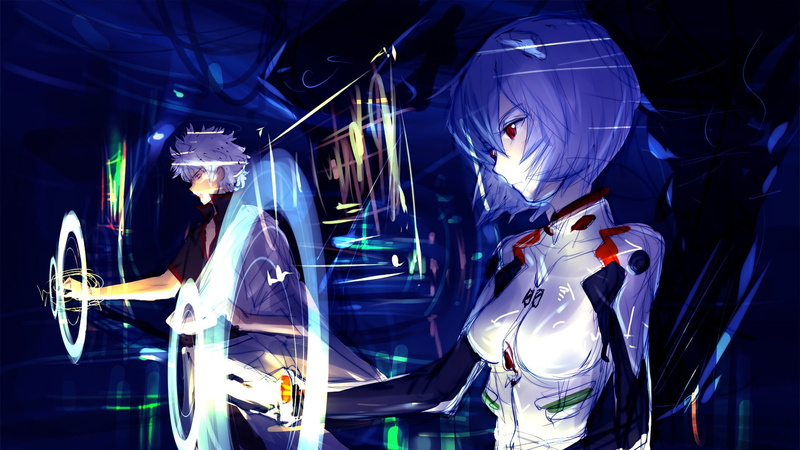 Neon Genesis Evangelion, Gintama, Sakata Gintoki, bodysuit, anime girls, Ayanami Rei, crossover, artwork, 1080P