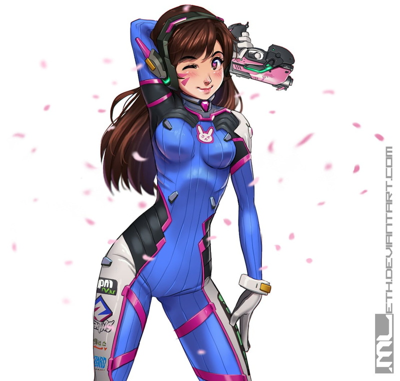 young women, indoors, D.Va (Overwatch), pink eyes, pink color, long hair, anime girls, hair, women, lifestyles, looking at camera, hairstyle, studio shot