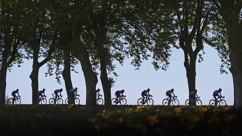 2016, trees, The tour de France, Cycling, silhouette, 1080P, race