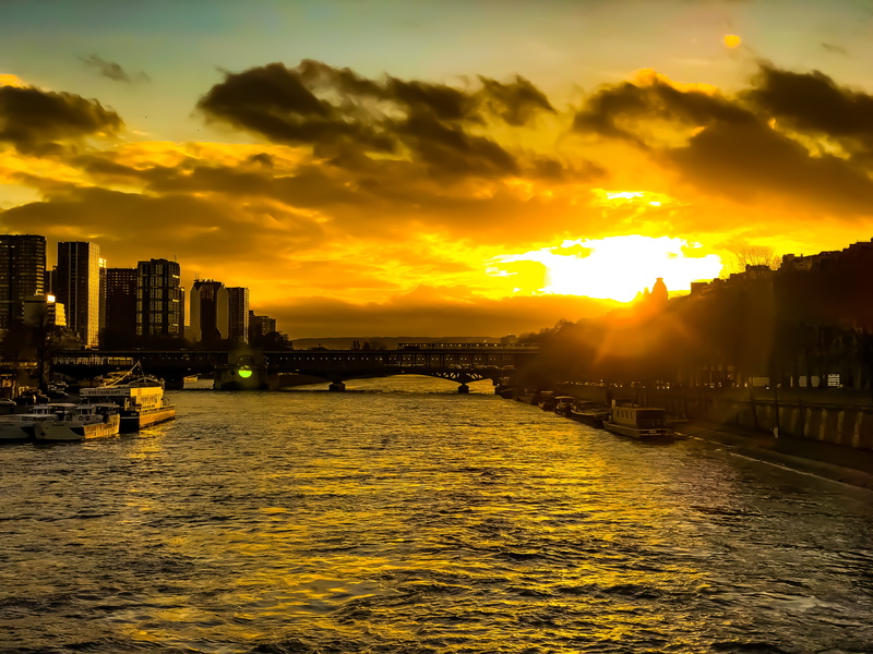office building exterior, bridge, transportation, building exterior, water, pont de liena, bird, boat, scenics - nature, cloud - sky, city, tour eiffel