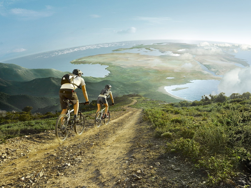 young Adult, exercising, hill, beauty In Nature, mammal, sports Helmet, real people, gray, non-Urban Scene, nature, summer, recreational Pursuit, adult