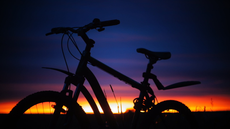 2K, cloud - sky, dusk, land, transportation, evening, nature, wheel, illuminated, night, bicycle, sport, silhouette, travel, land vehicle, orange color