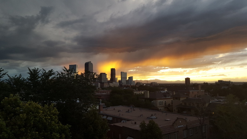 sky, beauty in nature, office building exterior, skyscraper, america, city, s, Denver Colorado, buildings, cloud - sky, residential district, bird, denver skyline