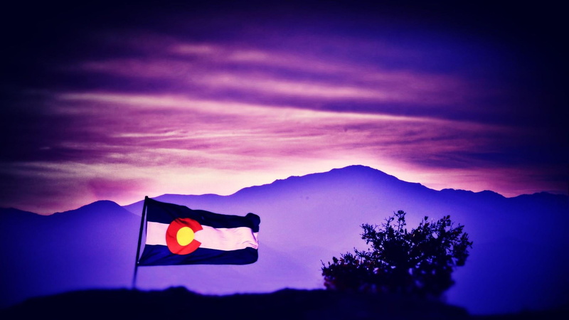 ominous, no people, outdoors, beauty in nature, 1080P, tree, mountain, flag, beautiful, plant, pikes peak, cloud - sky, silhouette, sunset, patriotism