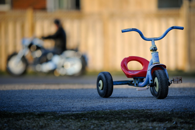 no people, road, toy, canada, wheel, selective focus, building exterior, ride, focus on foreground, day, stationary, architecture, 4K, city, street, scooter