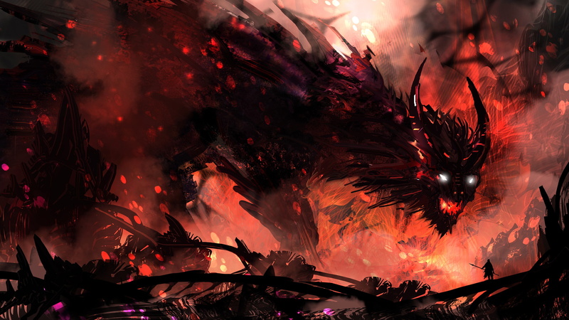 giant, red, horns, creepy, scary, 4K, evil, devil, dragon
