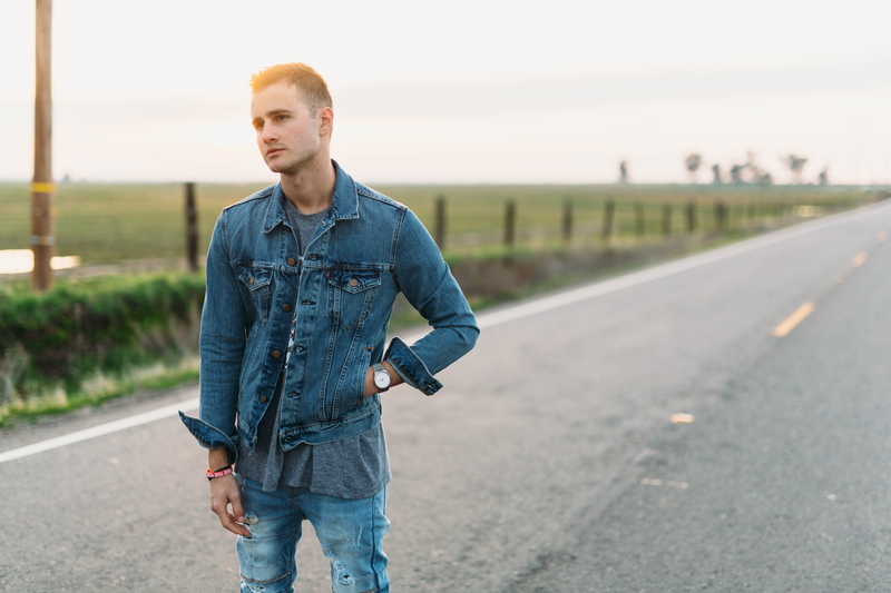 casual clothing, wearing, looking, road, jeans, young adult, middle, blue, 5K, denim, looking away, shirt, one person, standing, portrait, leisure activity