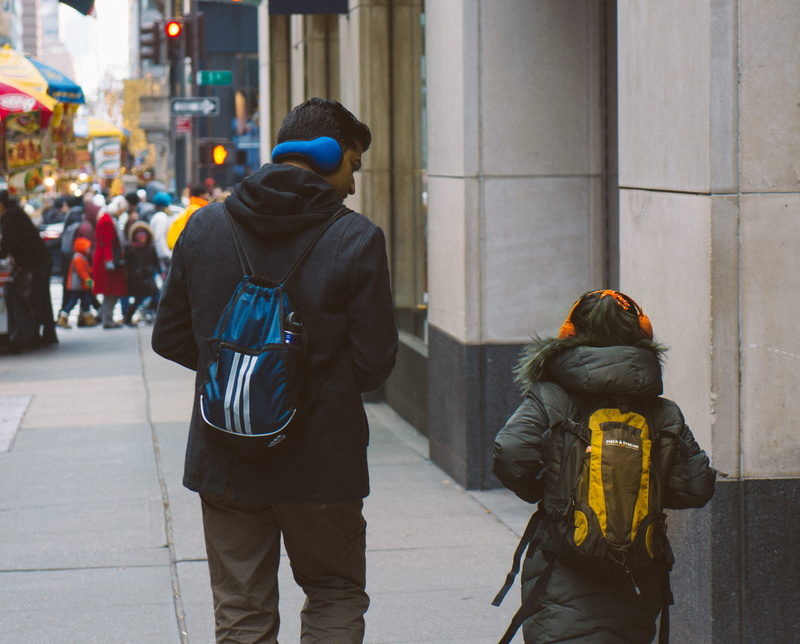 path, father, jacket, girl, standing, three quarter length, street, incidental people, 4K, apparel, sweatshirt, city life, city, people, rear view, parenthood