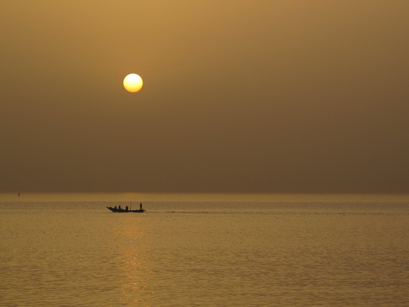 nature, dawn, silhouette, forbes  johnston, Heading, orange, Dakar, Senegal, fishing  boat, boat, sunset, 2K, sunrise, sea