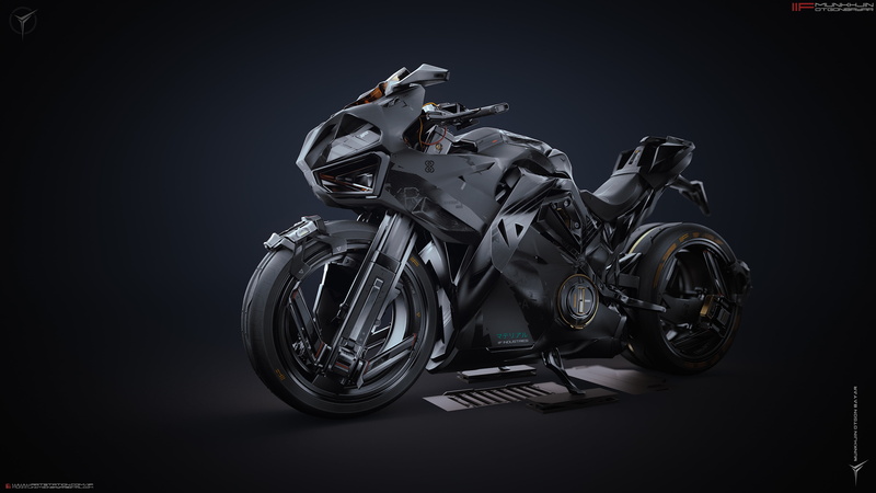 Heavy bike, ArtStation, superbike, futuristic, 3D, motorcycle, gray background, artwork, CGI, bikes, 4K, digital art, Munkhjin Otgonbayar