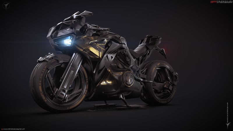 CGI, gray background, artwork, motorcycle, Heavy bike, digital art, superbike, Munkhjin Otgonbayar, 4K, 3D, futuristic, bikes, ArtStation