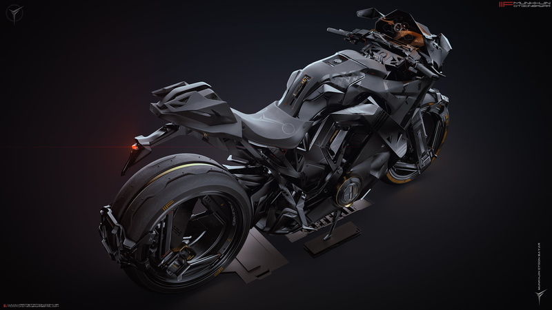 CGI, superbike, 3D, 4K, artwork, Munkhjin Otgonbayar, digital art, ArtStation, futuristic, bikes, gray background, motorcycle, Heavy bike