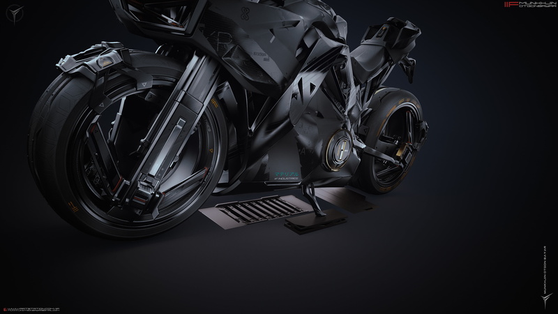 artwork, gray background, motorcycle, superbike, Munkhjin Otgonbayar, futuristic, 4K, ArtStation, CGI, Heavy bike, digital art, 3D, bikes