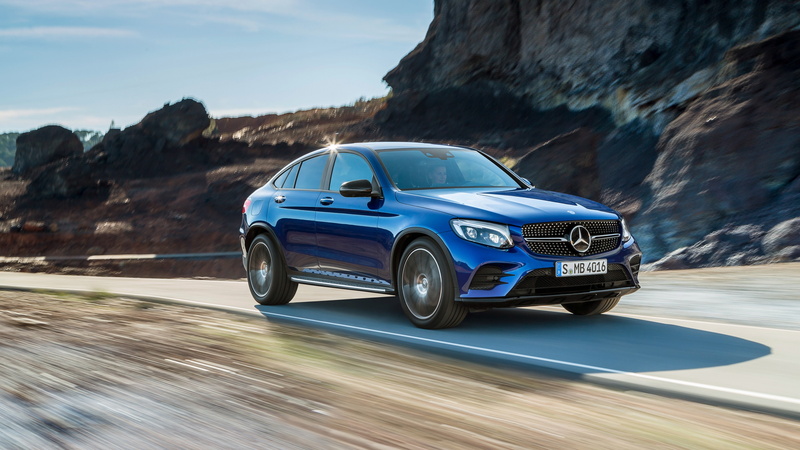 sedan, mercedes, mountain, 4K, blue, near, benz, Mercedes-Benz Glc Amg Line, NYIAS 2016
