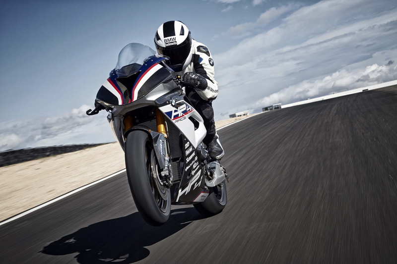 BMW HP4 Race, gray, blue, sports, riding, 4K, man, bike, 4K