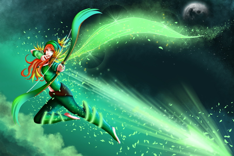 abstract, space, Archer, plant part, nature, plant, close-up, dota 2, leaf, computer Graphic, Windranger, animal, water, 4K, multi Colored, sky, female