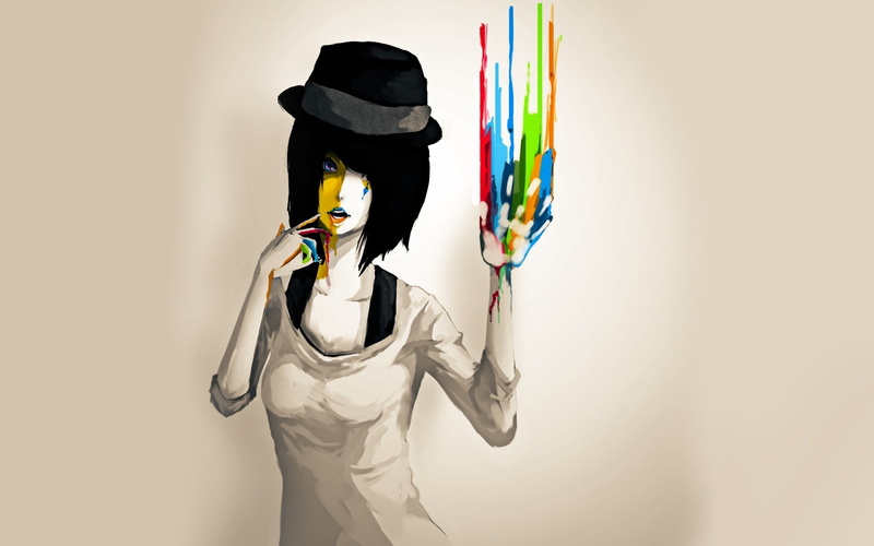 girls, hat, 1080P, women, style, emotion, colors, art, manga, lips, mood, situation, eyes, artitic, anime, females