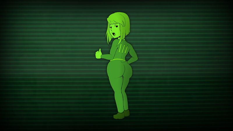 people, ass, yellow, wall, Vault Meat, 1080P, backgrounds, vaultgirl, women, cartoon, female, one Person, childhood, Shadbase, green color, characters