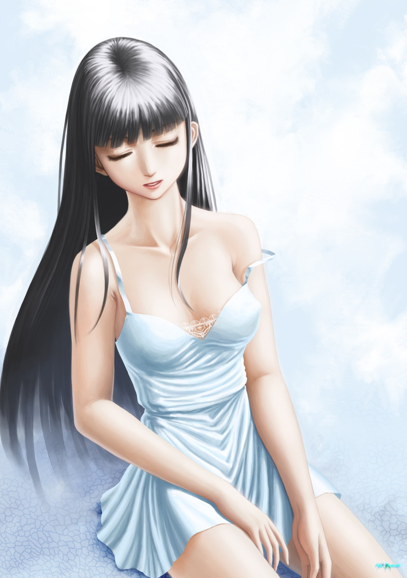 anime, sleep, 1080P, open shirt, long hair, anime girls