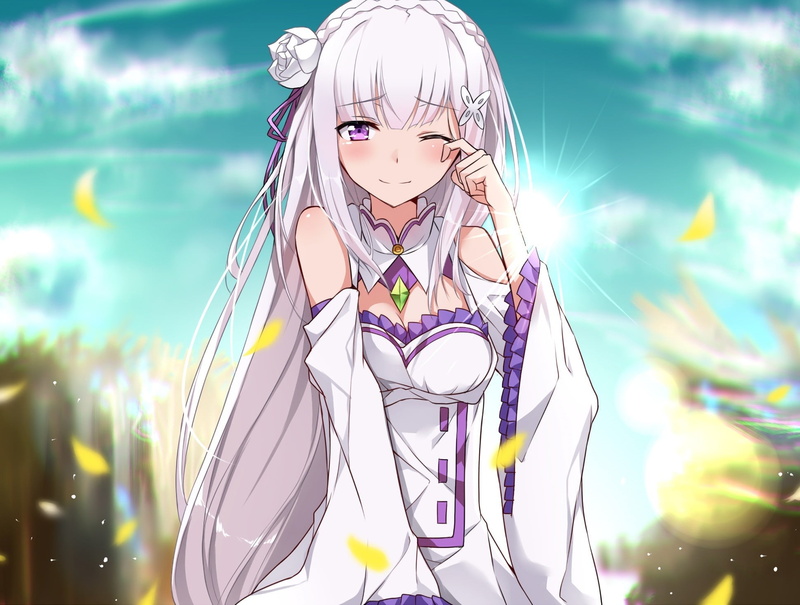 looking at camera, long hair, representation, day, clouds, outdoors, lifestyles, front view, girls, real people, cleavage, anime girls, sunlight, 1080P