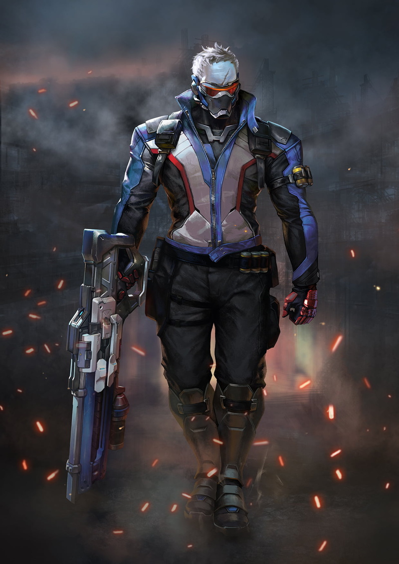 night, sport, Overwatch, leisure activity, protection, adventure, front view, artwork, character, male, outdoors, sports equipment, 720P, headwear, transportation