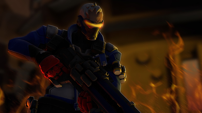 Soldier: 76, athlete, men, weapon, clothing, standing, motion, sunset, front view, adult, sport, 4K, nature, one person, holding, young adult, sports equipment