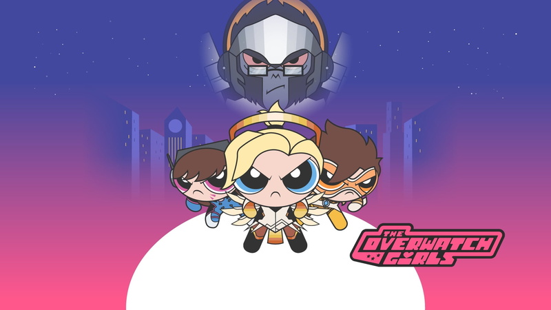 Video Game, D.Va (Overwatch), Overwatch, 1080P, The Powerpuff Girls, Tracer (Overwatch), Crossover, Winston (Overwatch), Mercy (Overwatch)