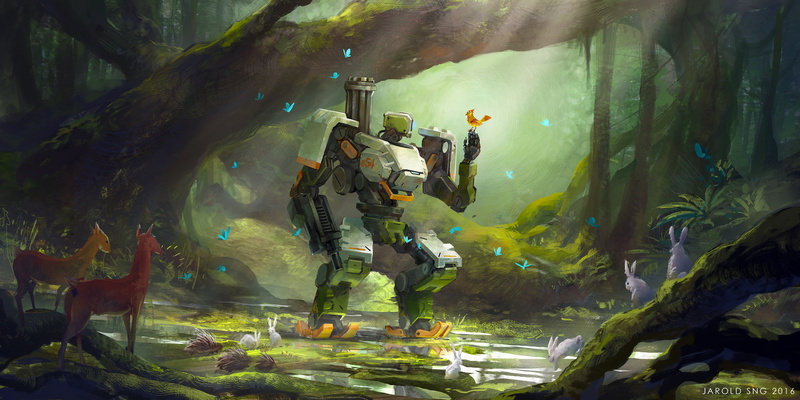 1080P, Bastion (Overwatch), Overwatch, PC gaming, artwork