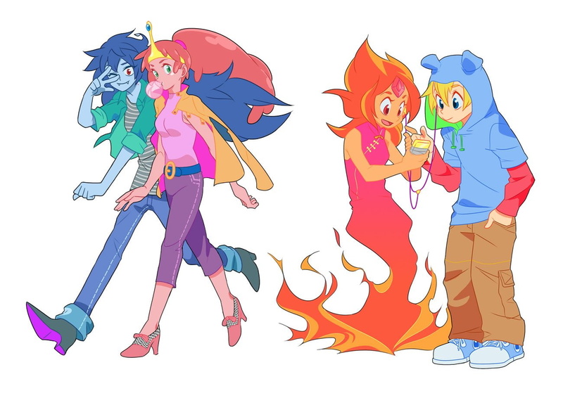Finn The Human, Adventure Time, Flame Princess, 720P, Marceline The Vampire Queen, Princess Bubblegum, Cartoon